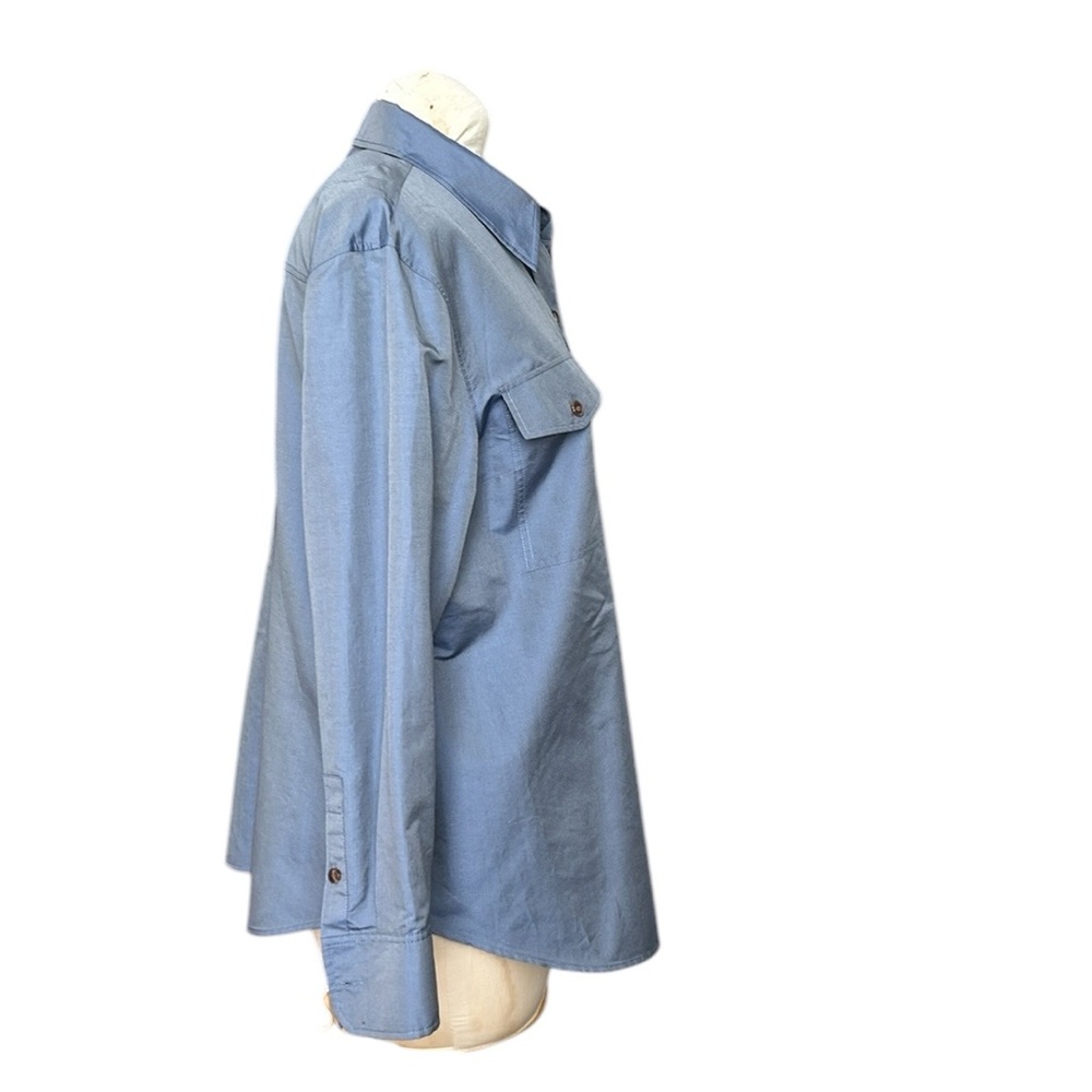 Lafayette 148 New York Iridescent Blue Silk Blend Button Down Shirt w/Pockets 18 - Picture 4 of 10